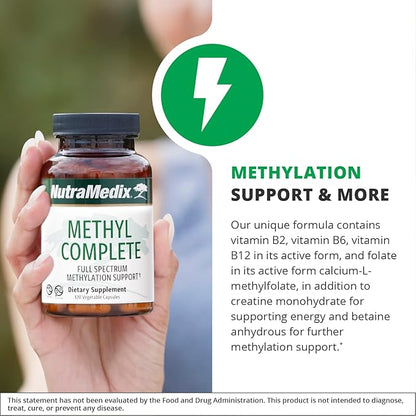 NutraMedix Methyl Complete - Complete Methylation & Energy Support Capsules - Vitamin B2, B6, B12 & Folate - with Creatine Monohydrate & Betaine Anhydrous (120 Count)