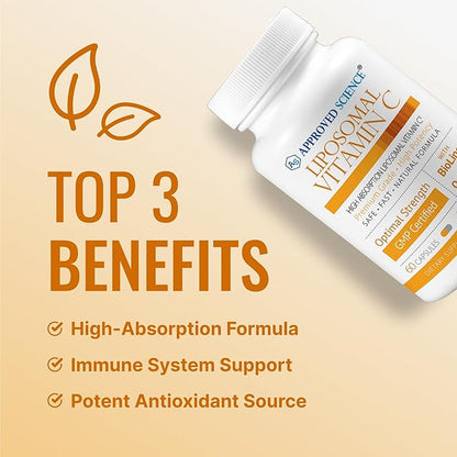 Approved Science Liposomal Vitamin C - 1100 mg - 180 Capsules - Immune Support, Boost Collagen, Antioxidant - High Absorption - Fat Soluble - Non GMO - Vegan - Made in The USA