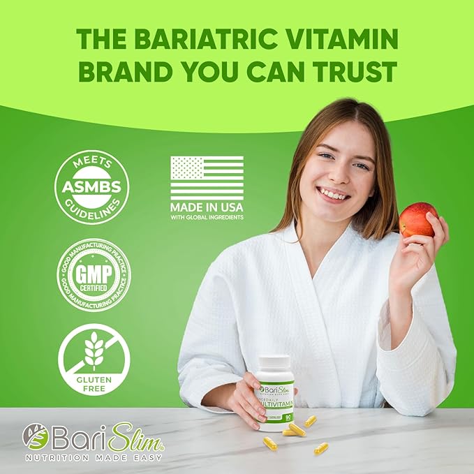 BariSlim Once Daily Bariatric Multivitamin Capsule - 18mg of Iron - Bariatric Vitamin & Supplement for Post Surgery Including Gastric Bypass & Gastric Sleeve | 90 Day Supply