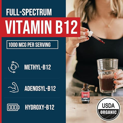 BioActive Vitamin B12 1000 mcg | Contains 3 BioActive Forms B12 Plus Methylfolate Cofactor - Methyl B12, Adenosyl B12 & Hydroxy B12 | Sublingual Form, Cherry Flavor, Organic, Vegan (180 Servings)