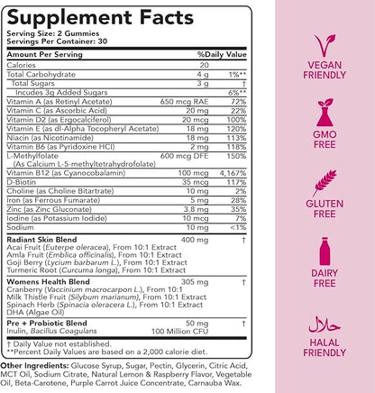 Sakoon nutrition Halal Women's Full Spectrum Multivitamin Gummies with Probiotics & Prebiotics – Complete Daily Wellness Support, Immune & Digestive Health – Vegan, Non-GMO, Delicious Fruit Flavor!