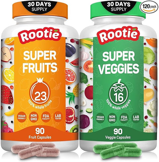 Fruits and Veggies Supplement (30 Day Supply) Powerfull Blend of 39 Whole Fruits and Veggies, Fills Nutritional Gaps, Get Energy, Well-being. USA Made Non-GMO/Vegan/Gluten Free. Packaging May Vary