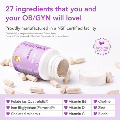 Premom Prenatal Vitamins for Women - Conception for Her Multivitamin: 27 Nutrients, Includes 680mcg Methyl Folate + Choline + Iron, Traceable Ingredient, Fertility Supplements for Women -30 Day Supply