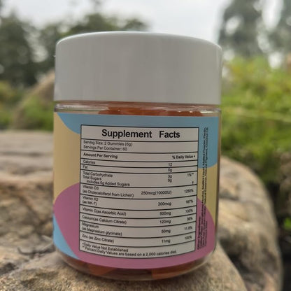 Vitamin D3 K2 Sugar-Free Gummies,Vitamin D3 10000 IU with K2 200mcg,VitaminC,Calcium,Magnesium,Zinc,Support for Bones,Joints,Muscles,Nerves,and Immune System (60, Orange)