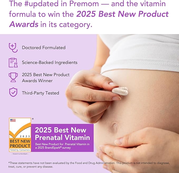 Premom Prenatal Vitamins for Women - Conception for Her Multivitamin: 27 Nutrients, Includes 680mcg Methyl Folate + Choline + Iron, Traceable Ingredient, Fertility Supplements for Women -30 Day Supply