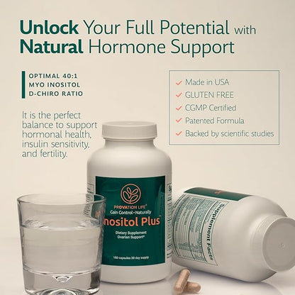 Inositol Plus Supplement for Women | Ovarian Health, Hormone Balance, Fertility, Ovulation | 40:1 Myo-Inositol D-Chiro & 12 Ingredients | Developed by Medical Doctor | 120 Capsules