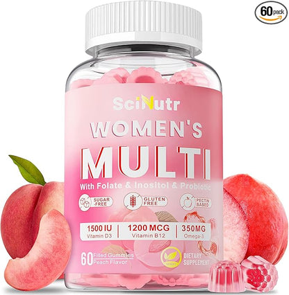 Methylated Multivitamin for Women Gummies with Calcium, Magnesium, Zinc, Vitamin A, C, D3, E, K2, B Complex, Folate, Biotin - Multi Vitamins & Minerals for Energy, Immune Support,and Strengthen Bone