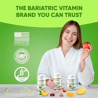 BariSlim Bariatric Multivitamin Gummies - Specially Formulated Gummy Vitamin for Patients After Weight Loss Surgery - Easy to Digest & Great Tasting Fruit Flavors | Pack of 3 (90 Fruit Chews)