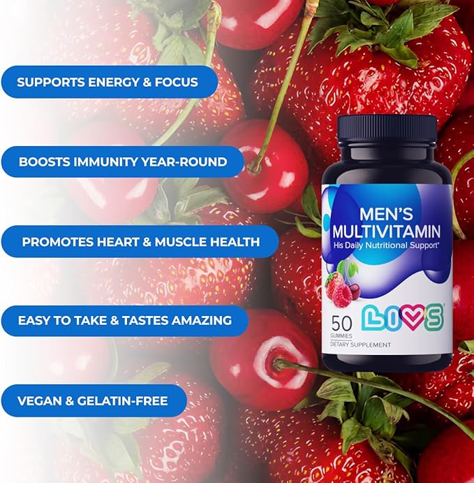 Men’s Multivitamins Gummies | Chewable Multivitamins for Men Health, Iron & Immune Support | Daily Vitamins with Zinc, Vitamin D3, B12, Biotin & More | Gluten Free & Vegan Gummy Vitamins – 50 Ct