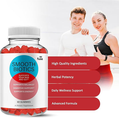 (3 Pack) SmoothBiotics Skin & Gut Support Gummy Formula, SmoothBiotics Overall Health & Wellness Vitamin B12 B6 Folic Acid Support Supplement, SmoothBiotics Advanced Supplement Formula (180 Gummies)