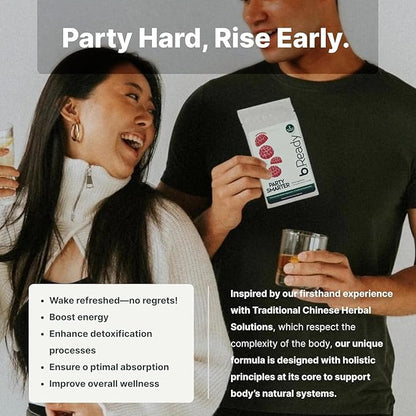 Morning Recovery Gummies for Post-Celebration, Travel & Jet lag Wellness with Vitamin B, Milk Thistle & Prickly Pear | Party Smarter with Strawberry Flavor Vegan Gummies (2 Servings)