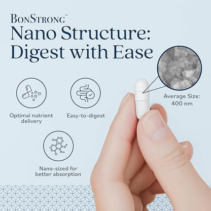 Nano Calcium Supplements for Bone Health 3X 120 Capsules with MSM Made in USA-Calcium Supplements Women, Vitamin D3 with Calcium Supplement for Men, Bone Support, Vitamins for Bones and Joints