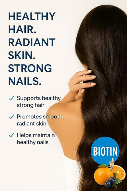 Biotin Gummy Vitamins 5000mcg - Mixed Berry Gummy for Hair, Skin & Nails, 40 Count (Pack of 1)