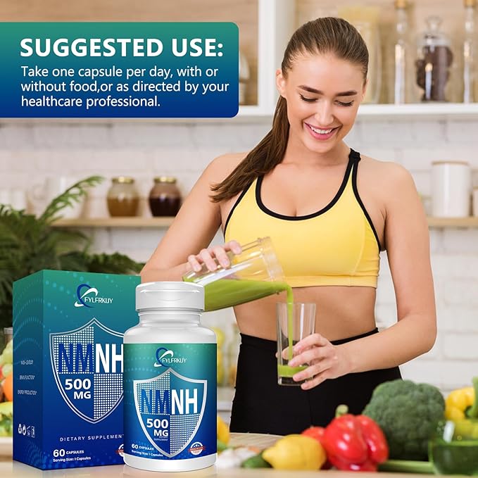 New NMNH 500mg Per Serving (Dihydronicotinamide Mononucleotide), NAD 𝐒𝐮𝐩𝐩𝐥𝐞𝐦𝐞𝐧𝐭𝐬 Pure Organic, More Effective Than NMN for Anti-Aging, Energy, Immunity, Focus - 60 Count
