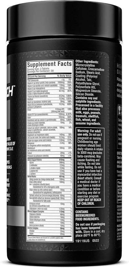 MuscleTech Platinum Multivitamins for Men & Women - Multi-Vitamin Supplement for Immune Support - 18 Vitamins & Minerals, Vitamin A C D E B6 B12 - Daily Workout Supplements for Men - 90 Capsules