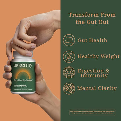 Akkermansia Probiotic for Appetite & Craving Control | Increases GLP-1 & Boosts Healthy Weight | 120 Day Supply | Made in USA | Bacillus Coagulans, B2, D3 & Chromium |SIBO Friendly, Vegan, Gluten Free