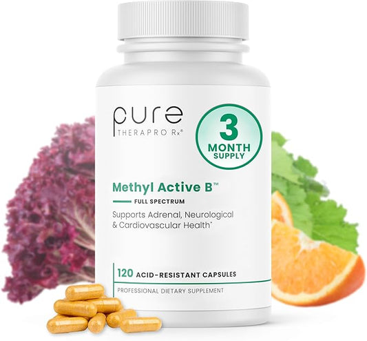 Pure Therapro Rx Methylated B Vitamins for Men and Women, Made in USA 2 Month Supply | Active Methyl B Complex Vitamins Including Methyl B12, Methylfolate, Benfotiamine, Choline, Niacin, TMG & More