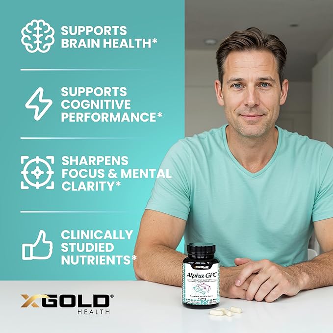 Alpha GPC Choline 600mg, 99% Pure Nootropic Supplement, 120 Veggie Capsules, Cognitive Enhancer for Memory, Brain Health & Focus