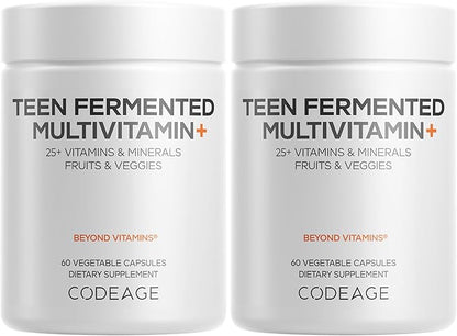 Codeage Teen Multivitamin Supplement – Daily Vitamins and Minerals for Teen Boys and Girls – Organic Whole Food Formula with Omega-3 and Vitamins A to K - 2 Pack