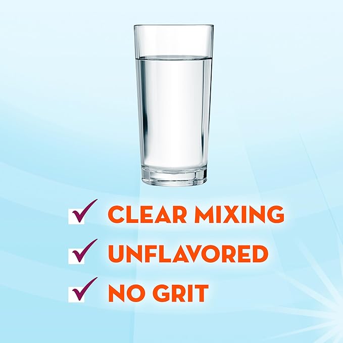 Metamucil Fiber Supplement, Unflavored Clear Mixing Powder, No Grit, No Sugar Added, Plant Based Prebiotic Fiber Supplement Blend for Daily Digestive Health, 75 teaspoons