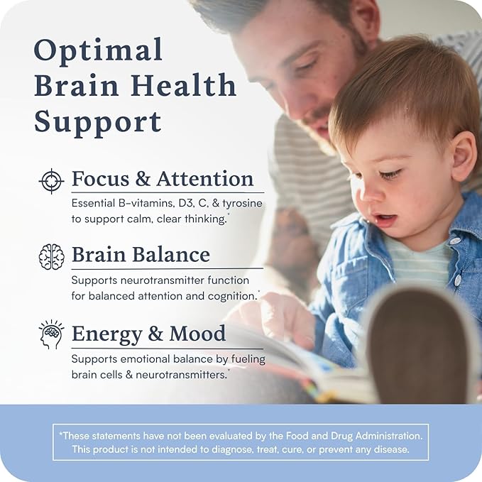 Brain Supplement for Focus, Attention, Mood | Complete Vitamin B Complex | Brain Health | Methylated Multivitamin w/L-Methylfolate (5-MTHF), Cofactors Methyl-B12 & P5P | MTHFR Supplement
