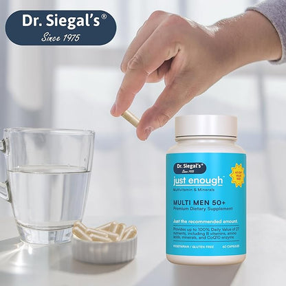 Dr. Siegal's Just Enough Multivitamins for Men 50 Plus - 60 Capsules - 60 Servings of Mens Multivitamins 50 Plus Capsules - Men's Daily Supplements for Men - Multivitamins for Men Over 50
