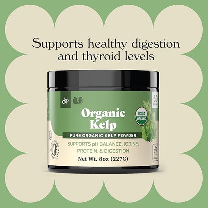 Organic Kelp Powder Supplement - Bulk Raw, Dry, Pure Sea Kelp Seaweed Powder 8oz 75 Serving Thyroid, Iodine, & Digestion