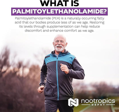 Nootropics Depot Palmitoylethanolamide Capsules | Pea | 400mg Pills | 30 Count | Supports Discomfort Relief | Promotes Joint Function