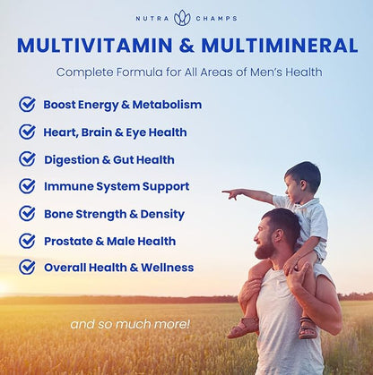 NutraChamps Multivitamin for Men 14+ | Mens Multivitamin Gummies, 120 Count | Vitamins A, B, C, D, E, Biotin, Zinc | Mens Gummy Multivitamins Supplement | Chewable Daily Multi Gummy Vitamins for Men