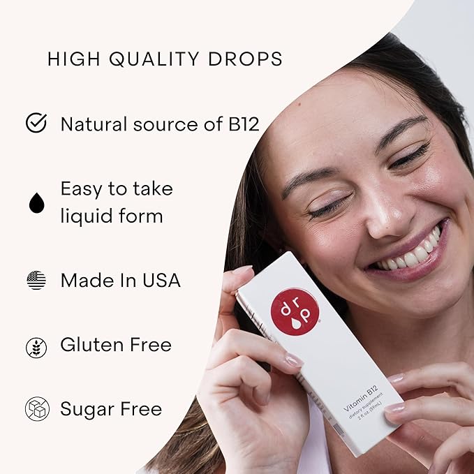 Vitamin B12 2500 mcg 2 oz Liquid Drops for Energy Production, Nervous System Health - No Artificial Preservatives, Non-GMO, Gluten Free, Vegan-Friendly