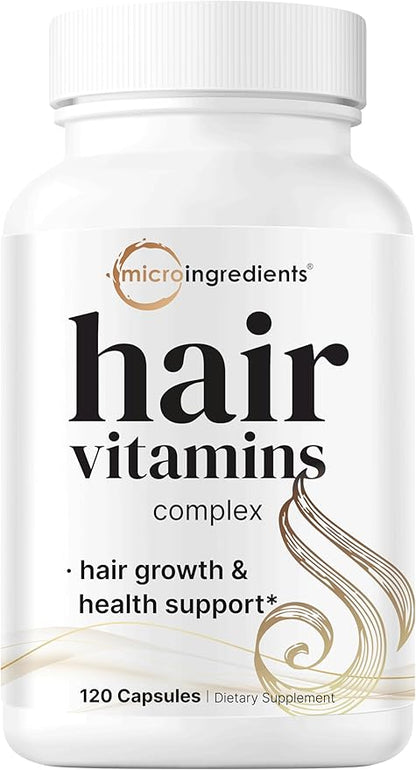Micro Ingredients Hair Growth Vitamins for Women & Men, 120 Capsules | 14-in-1 Formula with Biotin, Collagen, Keratin, Saw Palmetto & More | Thicker, Fuller, Nourishes Thinning & Loss Hair Support