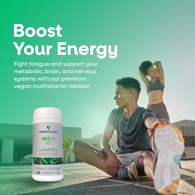 MultiVit Vegan Multivitamin Supplement, 26 Vitamin & Minerals – Vitamin Supplements for Metabolic, Brain Function & Immune Support – Multivitamin for Women, Men & Children