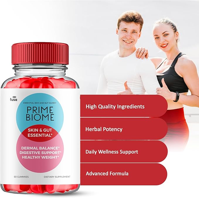 (2 Pack) Prime Biome Gummies PrimeBiome Skin & Gut Support Gummy, PrimeBiome Overall Health & Wellness Vitamin B12 B6 Folic Acid Supplement, Prime Biomes Advanced Support Gummy (120 Gummies)
