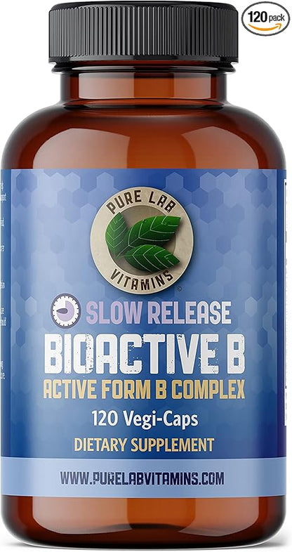 Pure Lab Vitamins - Slow Release Bioactive B Complex, 120 Capsules - Vitamin B-Complex Supplements - Metabolic Support Immune System - B Complex Vitamins for Men and Women