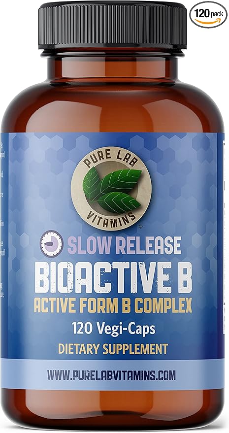 Pure Lab Vitamins - Slow Release Bioactive B Complex, 120 Capsules - Vitamin B-Complex Supplements - Metabolic Support Immune System - B Complex Vitamins for Men and Women