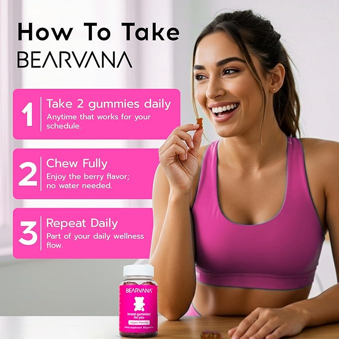 BEARVANA Top Support Gummies for Women | Support Natural Balance and Confidence | Fitness Supplement | Essential Vitamins | 9 Herbs Including Fenugreek, Flaxseed, Dong Quai| Berry Flavor | 60 Gummies