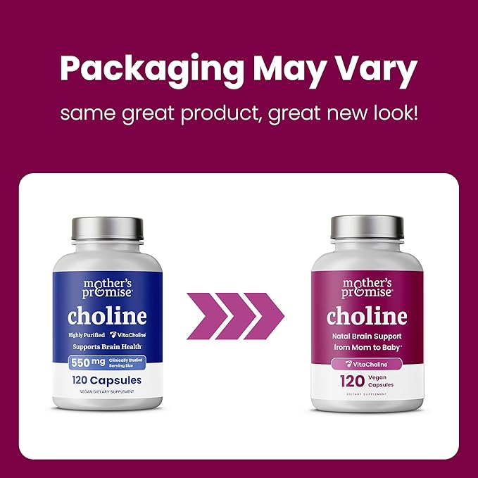 Prenatal Choline Supplements 550mg | 120 Capsules | Supports Baby’s Brain Development & Cognitive Function During Pregnancy & Nursing | Ultra Pure Natal VitaCholine, Vegan Choline Bitartrate for Women