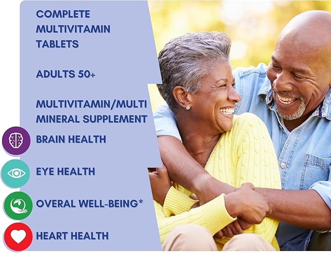 Equate Adult 50+ One Daily Complete Multivitamin Multimineral Supplement Tablets, Healthy Brain 125 Pills (Pack of 1)