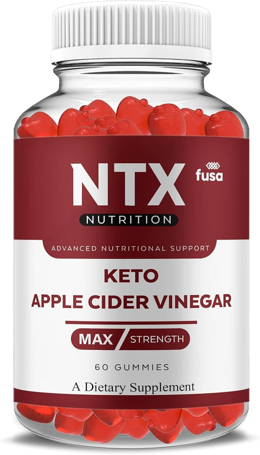 NTX Gummies Keto + ACV Gummy Formula, NTX 1000MG Apple Cider Vinegar Vitamin B12 B6 Folic Acid Overall Health Support Supplement, NTX Advanced Formula (60 Gummies)