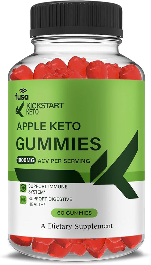 Kickstart Gummies Keto + ACV Gummy Formula, Kickstart 1000MG Apple Cider Vinegar Vitamin B12 B6 Folic Acid Overall Health Support Supplement, Kickstart Advanced Formula (60 Gummies)