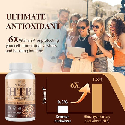 Himalayan Tartary Buckwheat Supplement with Quercetin, Vitamin C, D, Zinc, Curcumin for Immune Support & Antioxidant & Gut Health - 240 Vegan Capsules