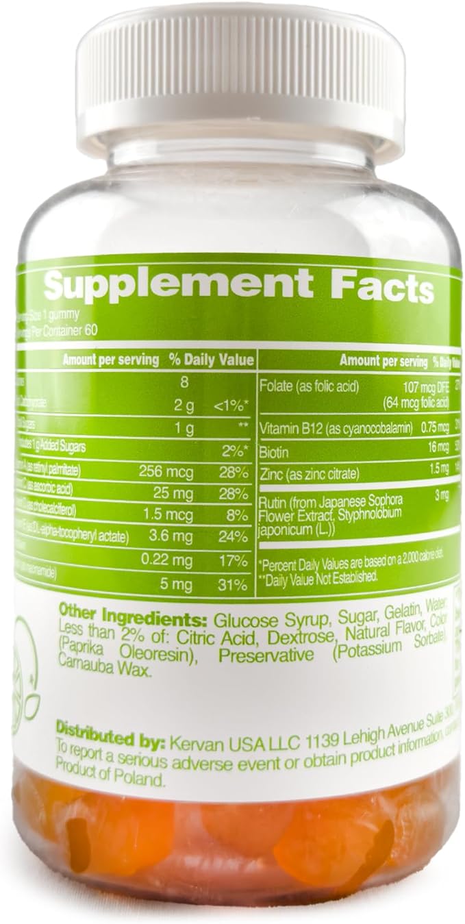 Halal & Gluten Free Kids Immunity Gummy - Dietary Supplement with Vitamins for Kids & Children - Chewable Multivitamin Booster Gummies with B12, Zinc, Vitamin C, D, E, A - 60 Gummies (5.3 oz)