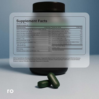 Ro Daily Multivitamin for Men | Supports Physical Activity, Brain + Heart Health, and Immune System with 23 Key Nutrients Including Calcium, Magnesium, and Zinc | 30-Day Supply (60 Tablets)