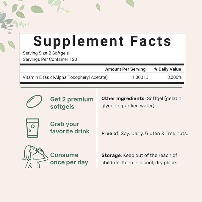 Micro Ingredients Vitamin E, 240 Softgels | Pure Vitamin E Oil Pills | Antioxidant Supplements for Skin, Face, Heart, & Immune Health | Non-GMO, Gluten Free
