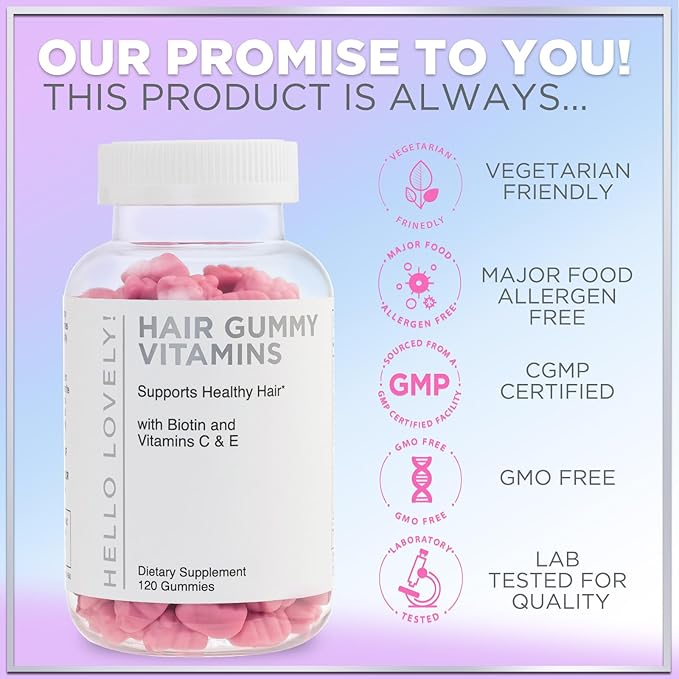 Hair Vitamins Gummies - Biotin 5000 mcg with Vitamin E, C & Zinc, Hair Growth Vitamins for Women & Men - Stronger, Beautiful Hair, Skin & Nails Supplement, Non-GMO & Gluten-Free - 120 Gummy Bears