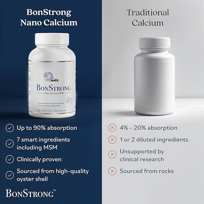 Nano Calcium Supplements for Bone Health 3X 120 Capsules with MSM Made in USA-Calcium Supplements Women, Vitamin D3 with Calcium Supplement for Men, Bone Support, Vitamins for Bones and Joints