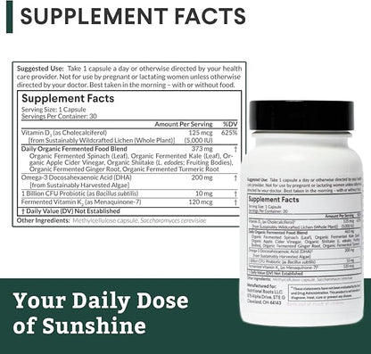 Vitamin D3 & K2-5,000 iu - 1 Billion CFU Probiotics - Algal Omega 3 DHA - Immune Support - Dietary Supplement - Vegan Formula - 1 Month Supply - 30 Capsules