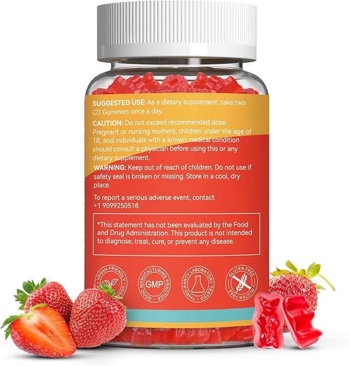 Vitamin D3 5000 IU 125mcg Gummies - Vitamin D Gummies for Adults, Support Immune, Bone, Muscle Health - Non-GMO, Gluten-Free, Dairy-Free, No Gelatin, 120 Count, Strawberry Flavor