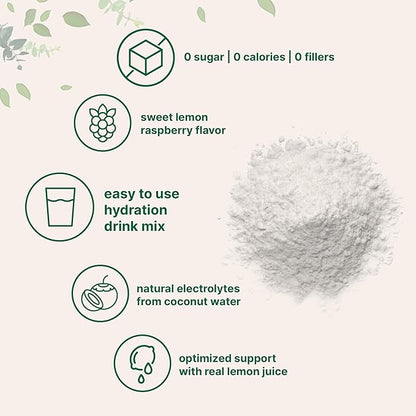 Micro Ingredients Hydration Electrolyte Powder, 2 lb (139 Servings) | Lemon Raspberry Flavor | High Potassium (1,000mg) + Coconut Water & Real Lemon Juice | No Sugar, Keto Friendly | Non-GMO