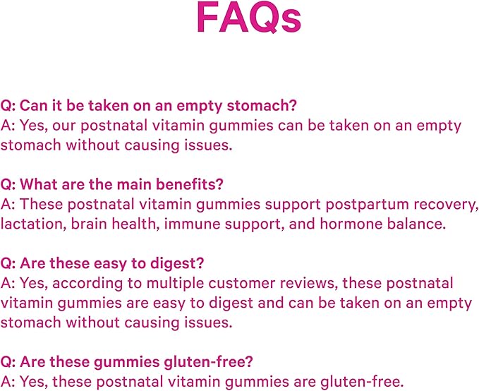Pink Stork Total Postnatal Vitamin Gummies - Multivitamin for Postpartum Recovery and Lactation Support - Folic Acid, B6, & Vitamin C - Breastfeeding Essentials - 60 Gummy Vitamins